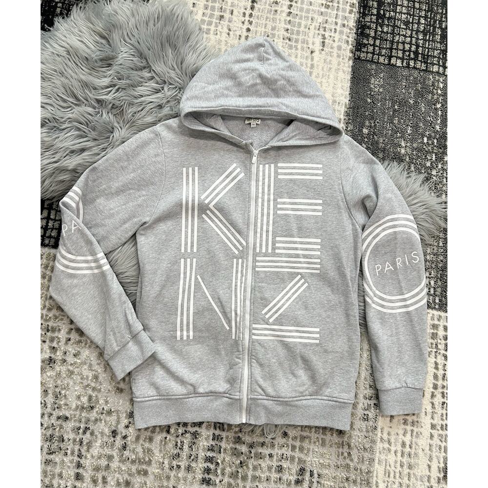 Kenzo Children's Unisex Zip Up Logo‎ Paris Grey Hoodie Sweatshirt Size 16A